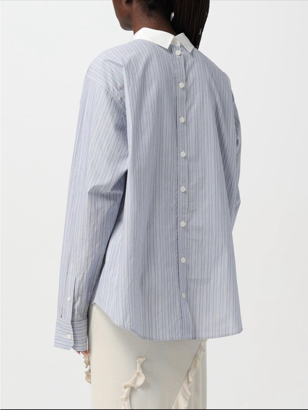 Acne Studios Oversized Blue White Striped Button Back Shirt EU 36